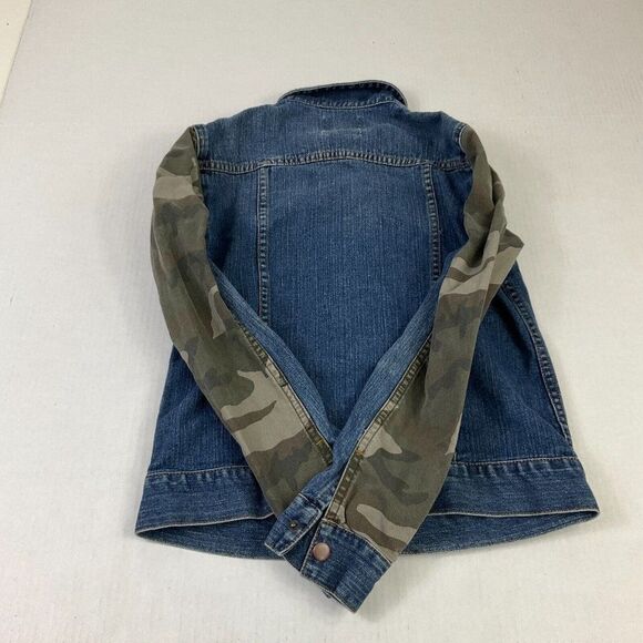 BDG Urban Outfitters Patchwork Denim Jean Jacket Camouflage 90s Streetwear XS - Picture 11 of 12